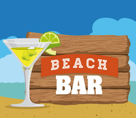 Summer design over beachscape background, vector illustration.のイラスト素材