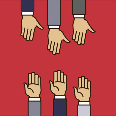 Hand sign design over red background, vector illustrationのイラスト素材