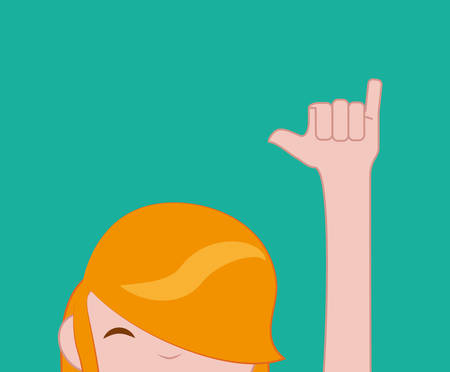 Hand sign design over green background, vector illustrationのイラスト素材