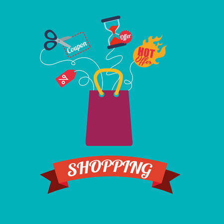 Shopping icon design over blue background, vector illustrationのイラスト素材