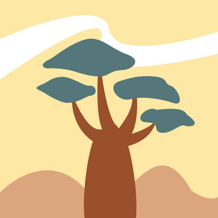 Tree design over landscape background, vector illustrationのイラスト素材