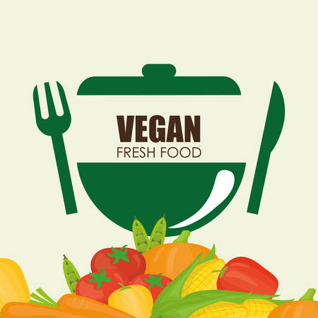 Vegan Food digital designのイラスト素材