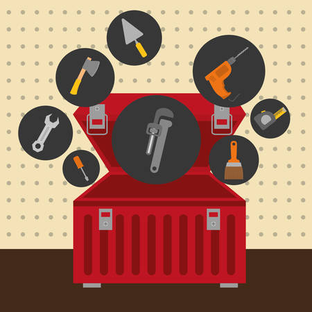 Tools on box design,  vector illustrationのイラスト素材