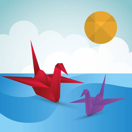 Origami digital design, vector illustration eps 10.のイラスト素材