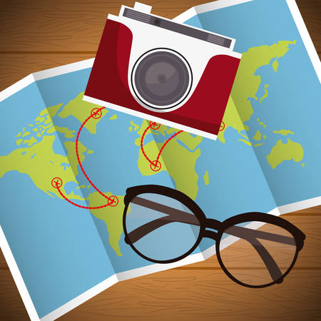 camera for travel design, vector illustration 10 eps graphicのイラスト素材