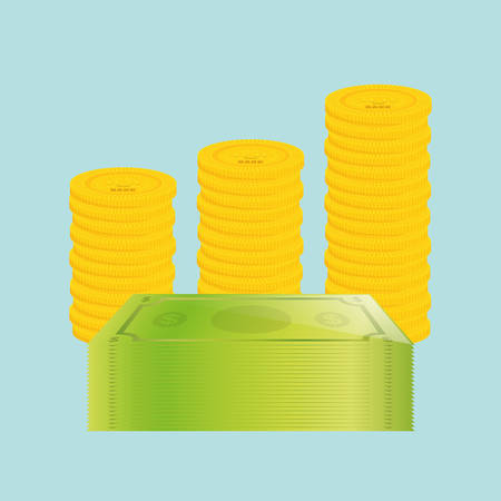 Bills and coins digital design, vector illustration 10 eps graphicのイラスト素材