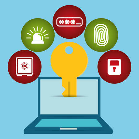 Securty system concept, warning icons design, vector illustration  のイラスト素材