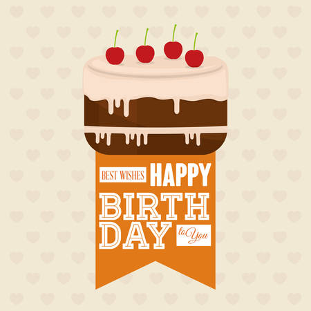 Happy Birthday concept cake design, vector illustration  のイラスト素材