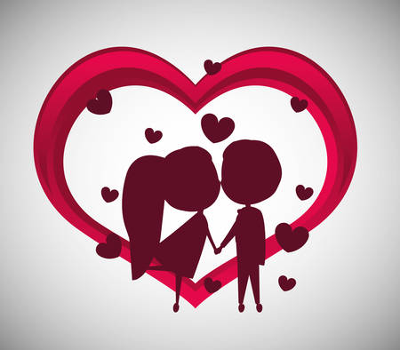 love concept with heart and cartoon couple design, vector illustrationのイラスト素材