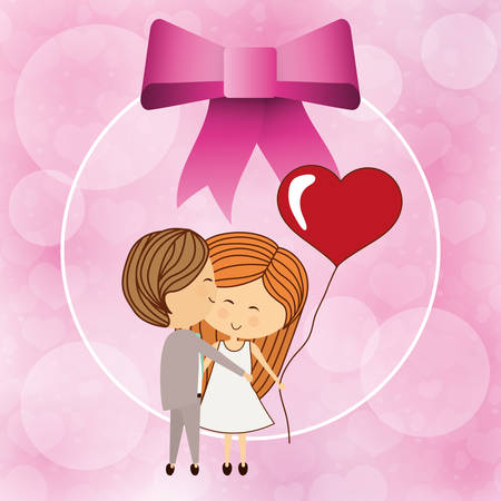 love concept with heart and cartoon couple design, vector illustration  のイラスト素材