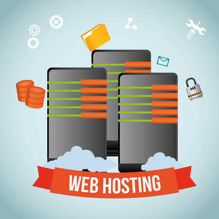 web hosting concept with cloud computing icons design, vector illustration 10 eps graphic.のイラスト素材