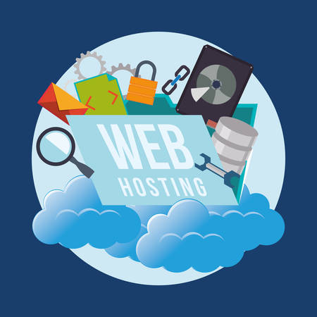 web hosting concept with cloud computing icons design, vector illustration 10 eps graphic.のイラスト素材