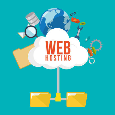 web hosting concept with cloud computing icons design, vector illustration 10 eps graphic.のイラスト素材