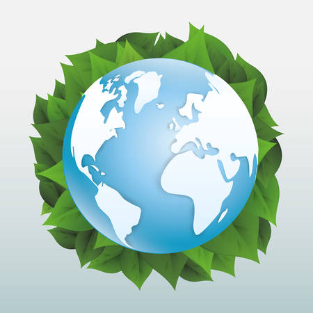 Planet  and ecology over white and flat background design, vector illustration   graphic.のイラスト素材