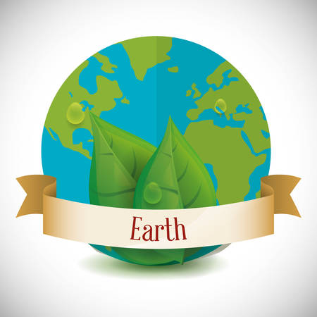 Planet  and ecology over white and flat background design, vector illustration   graphic.のイラスト素材