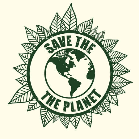 Planet  and ecology over white and flat background design, vector illustration   graphic.のイラスト素材