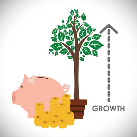 Financial Growth concept and money  icons design, vector illustration  graphic.のイラスト素材