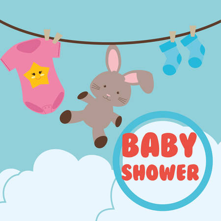 Baby Shower concept with decoration icons, vector illustration graphic.のイラスト素材