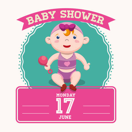 Baby Shower concept with decoration icons, vector illustration graphic.のイラスト素材