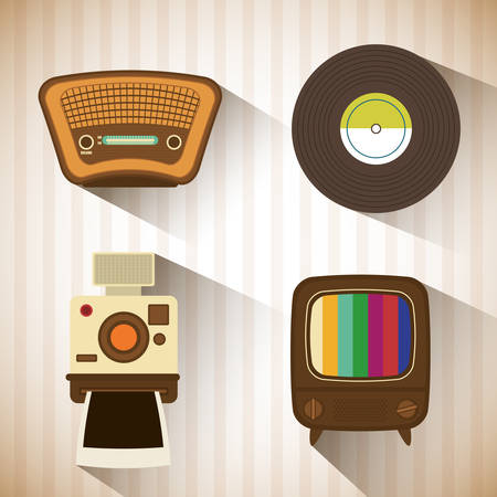 Retro objects and vintage media design, vector illustrationのイラスト素材