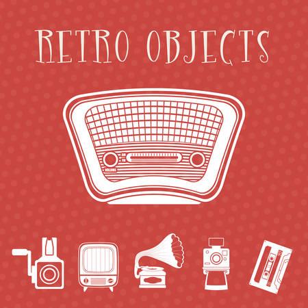 Retro objects and vintage media design, vector illustrationのイラスト素材