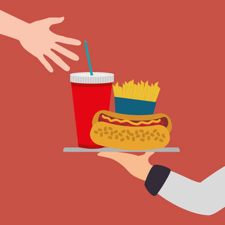 Fast Food concept and menu options design, vector illustration 10 eps graphic.のイラスト素材