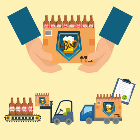 Beer industry concept  and delivery icons design, vector illustration 10 eps graphic.のイラスト素材