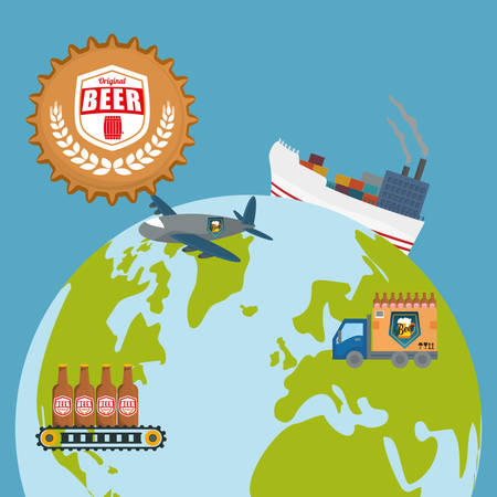 Beer industry concept  and delivery icons design, vector illustration 10 eps graphic.のイラスト素材