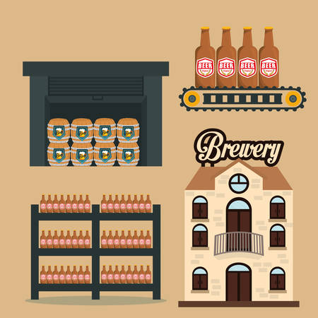 Beer industry concept  and delivery icons design, vector illustration 10 eps graphic.のイラスト素材