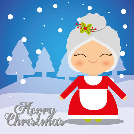 Merry christmas with lovely cartoons graphic design, vector illustration.のイラスト素材