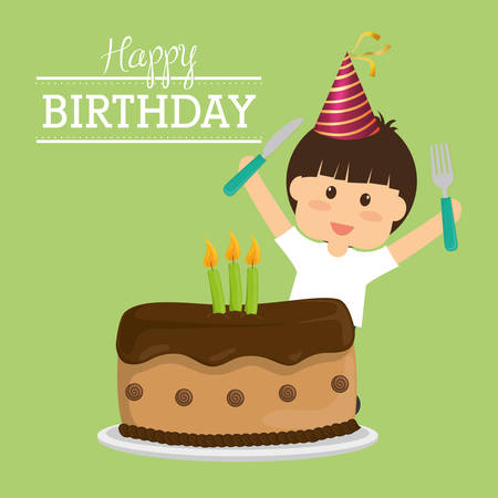Happy Birthday  concept with cake design, vector illustration 10 eps graphic.のイラスト素材