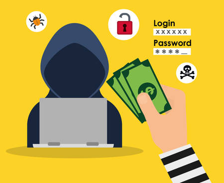 Digital fraud and hacking design, vector illustration.のイラスト素材