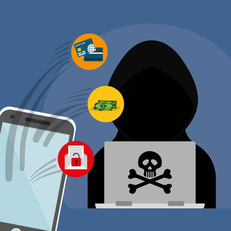 Digital fraud and hacking design, vector illustration.のイラスト素材