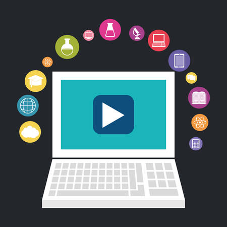 E learning or online education design, vector illustration graphicのイラスト素材