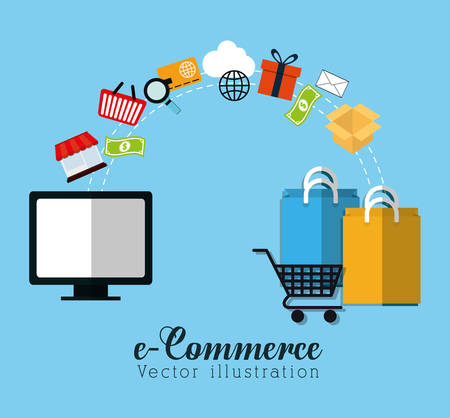 Shopping and ecommerce graphic design with icons, vector illustration.のイラスト素材
