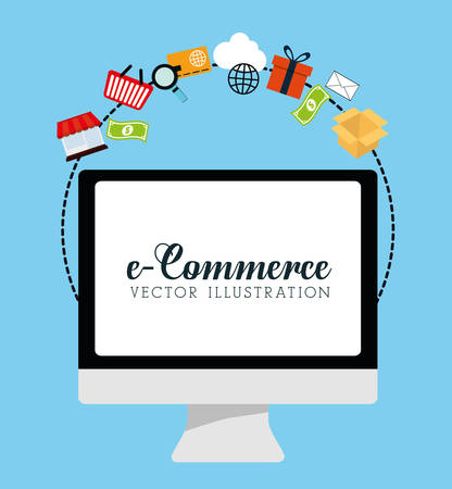 Shopping and ecommerce graphic design with icons, vector illustration.のイラスト素材