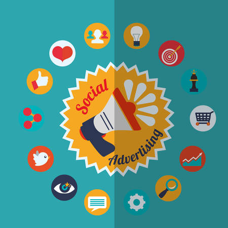 Social advertising concept with digital marketing design, vector illustration 10 eps graphicのイラスト素材