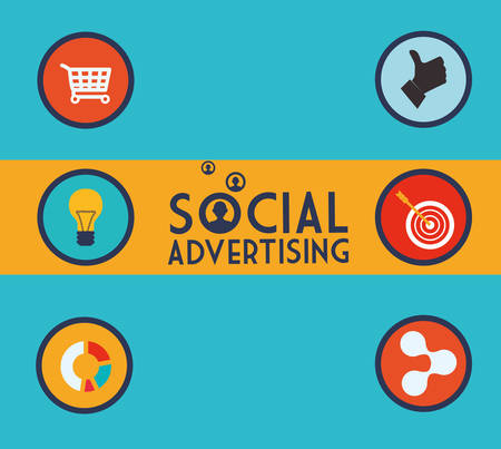 Social advertising concept with digital marketing design, vector illustration 10 eps graphicのイラスト素材