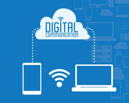 digital communication  concept with technology icons design, vector illustration 10 eps graphic.
