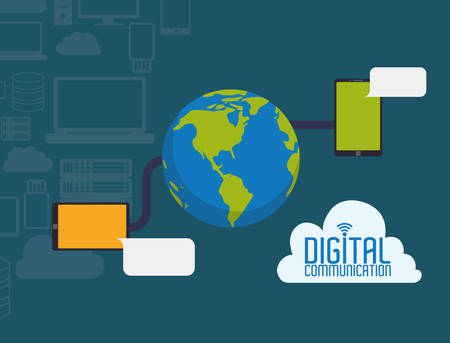 digital communication  concept with technology icons design, vector illustration 10 eps graphic.のイラスト素材