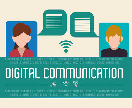digital communication  concept with technology icons design, vector illustration 10 eps graphic.のイラスト素材