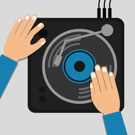 DJ electronic music party graphic design, vector illustration のイラスト素材