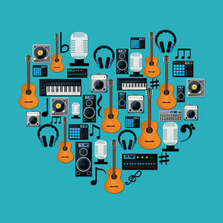 Music technology equipment graphic design, vector illustration のイラスト素材