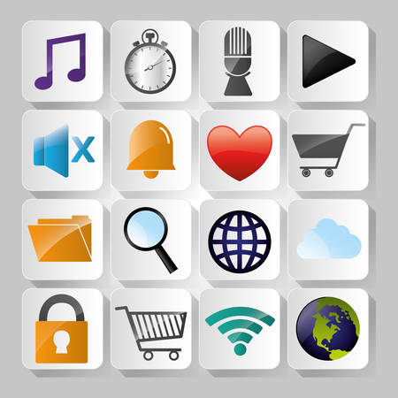 Mobile technology applications graphic icons, vector illustration designのイラスト素材