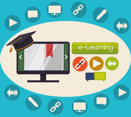 elearning concept with education icons  design, vector illustration 10 eps graphic.のイラスト素材