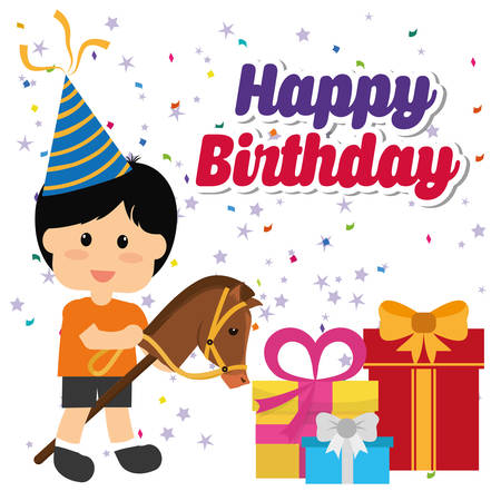 Happy Birthday  concept with party icons designのイラスト素材