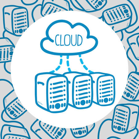 Web Hosting concept with data security icons design, vector illustration 10 eps graphic.のイラスト素材