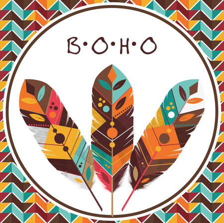 Boho concept with feather  icon design, vector illustration 10 eps graphic.のイラスト素材