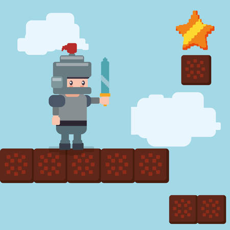 Videogame concept with pixel icon design, vector illustration 10 eps graphic.のイラスト素材
