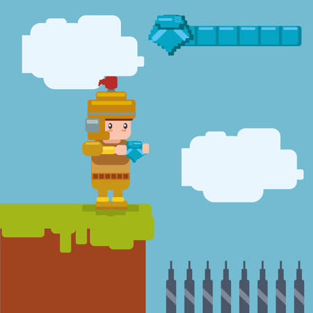 Videogame concept with pixel icon design, vector illustration 10 eps graphic.のイラスト素材